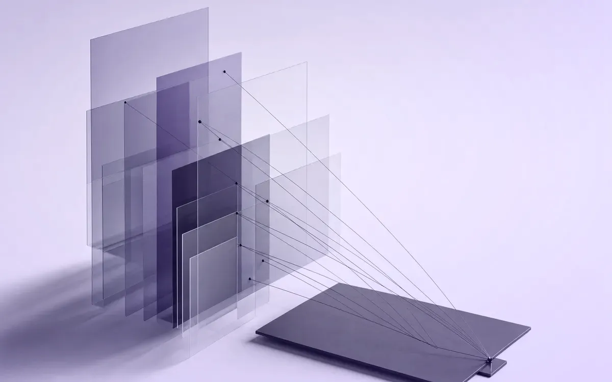 Abstract illustration of an evidence workspace linking citations to source passages.